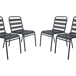 Lot de 4 chaises de jardin en métal empilables "Bilbao" - Gris HABITAT ET JARDIN Réduction