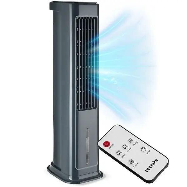 Air cooler mobile 4 en 1 en abs gris anthracite 23 x 29 x 86,5 cm 5 l réservoir d eau 3 modes 3 vitesses TECTAKE Offre Du Jour