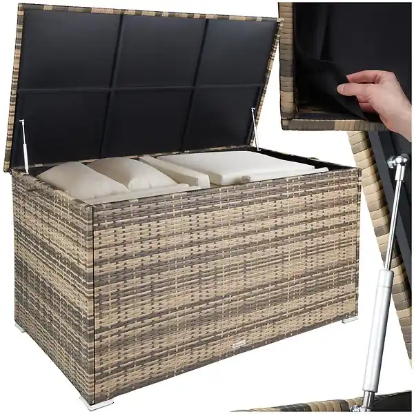 Coffre de jardin extérieur en aluminium 750 L marron naturel résistant UV 145x82,5x79,5 cm TECTAKE Acheter Direct