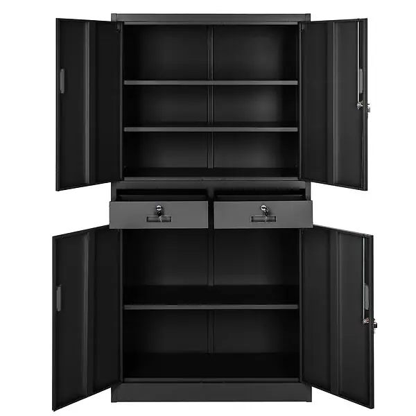 Armoire métallique de classement avec 2 tiroirs 40 x 90 x 180 cm noir TECTAKE Offre Exclusive