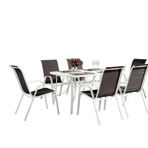 Table et chaises de jardin en textilène "Cordoba" - Phoenix - 6 places - Taupe HABITAT ET JARDIN Offre Exclusive