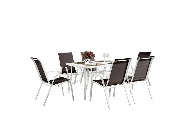 Table et chaises de jardin en textilène "Cordoba" - Phoenix - 6 places - Taupe HABITAT ET JARDIN Offre Exclusive