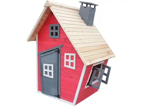 Maisonnette "Lilou" - 119.5 x 156 x 102 cm - Rouge/Gris HABITAT ET JARDIN Prix Réduit
