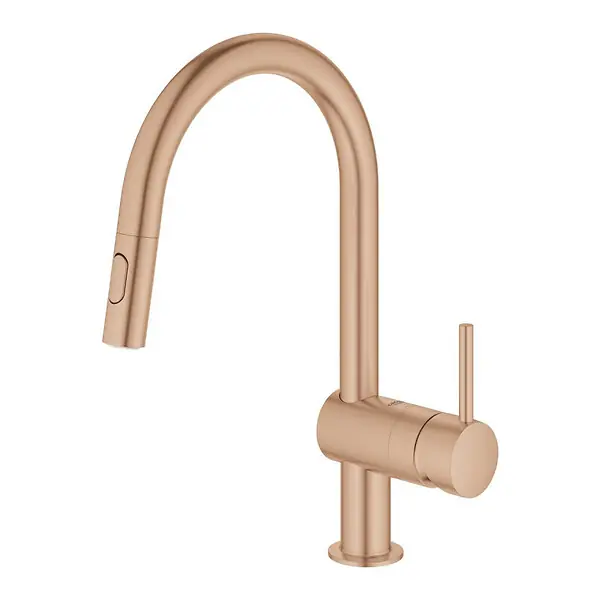 Acheter En Ligne Minta mitigeur monocommande évier avec douchette 2 jets, cuivre brossé (G32321DL2) GROHE