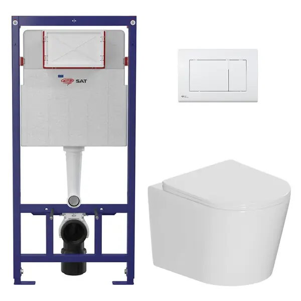 Pack WC bâti-support léger 112 cm ECO 2L Swiss Aqua Technologies + WC suspendu Ceramia + plaque blanc brillant (STECE14WT01-FR) Commander Maintenant