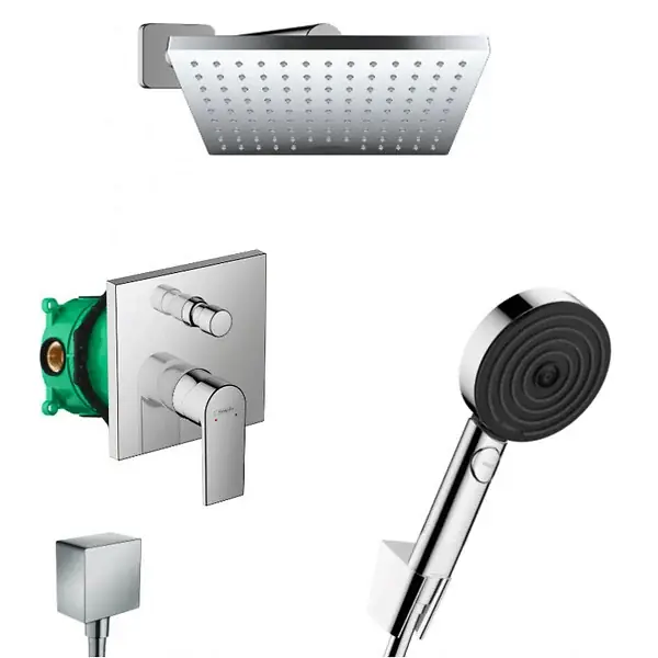 Populaire Hansgrohe Vernis Shape Pulsify Set de douche encastré tout en 1 avec douche de tête 230 XXL + Douchette 3 jets Performance