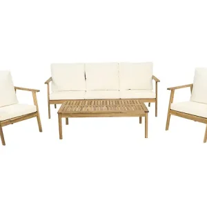 Salon de jardin en bois d‘acacia avec coussins "Chilwell" - 5 places - Beige HABITAT ET JARDIN Promotion