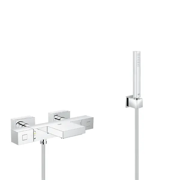 Promotion Set bain/douche mitigeur thermostatique Grohtherm Cube + Douchette Euphoria 1 jet avec support mural (34497000-CUBESTICK) GROHE