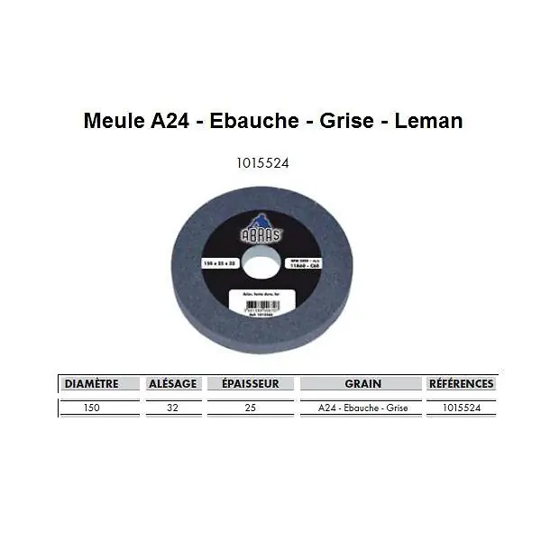 Offre Exclusive Meule vitrifiée corindon grise 150X25X32 Ebauche Grain 24 15502 Leman