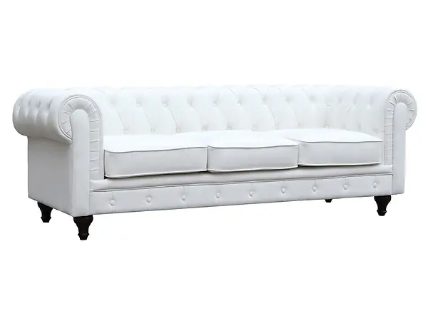 Achetez Aujourd'hui Canapé fixe Chesterfield "Aliza" - 208 x 82 x 70 cm - 3 places - Blanc HABITAT ET JARDIN