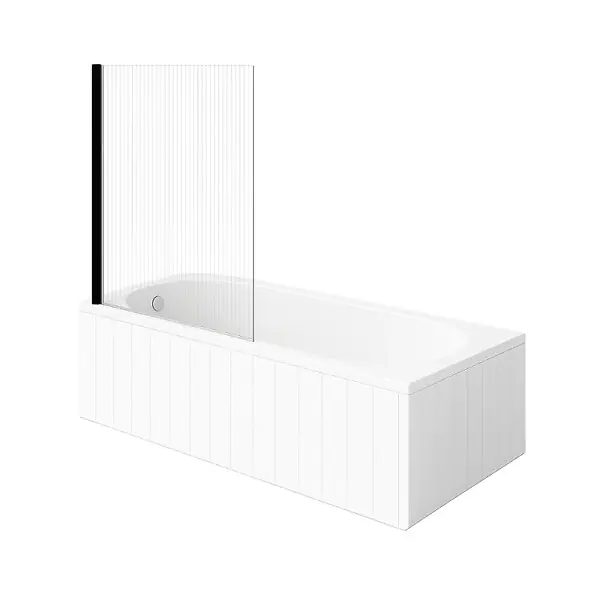Must-Have Baignoire droite O.Novo 170 x 70 cm Blanc + Pare Bain gauche AURYS Raywall noir mat VILLEROY ET BOCH